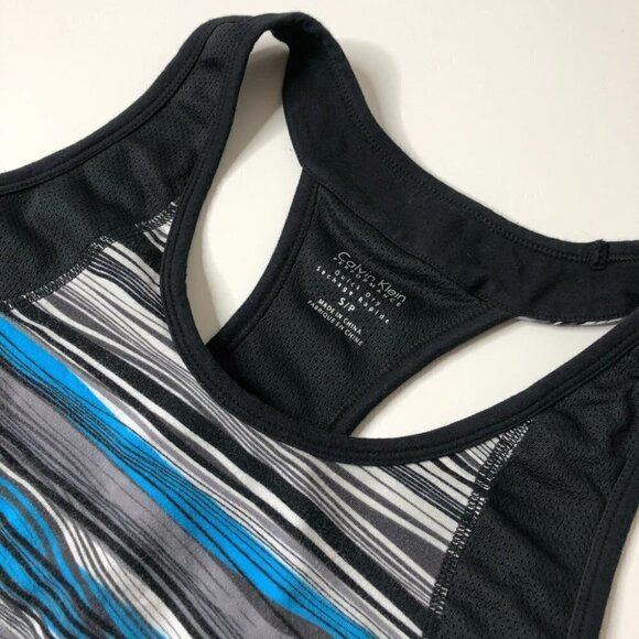 Calvin KLEIN Performance Quick Dry Blue Abstract Striped Racerback Active Tank - Picture 2 of 7